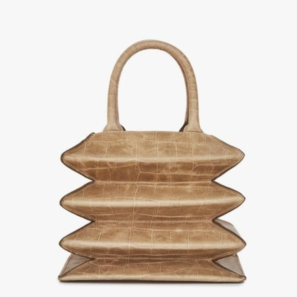 NWT Staud Hutton Camel Faux Croc Embossed Bag